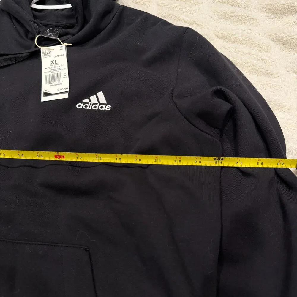 adidas Essentials Feelcozy Fleece Hoodie Men’s XL Black White NWT GV5294